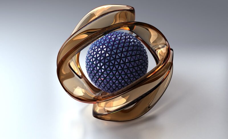 Blue Sphere in Golden Rings