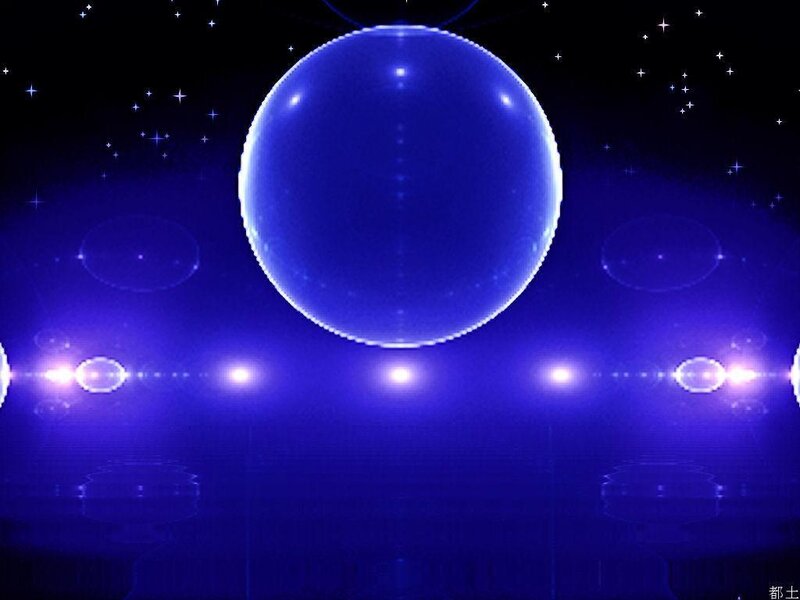 Blue sphere in starry space