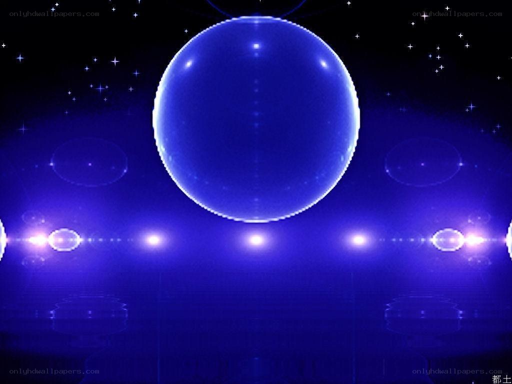 Blue sphere in starry space