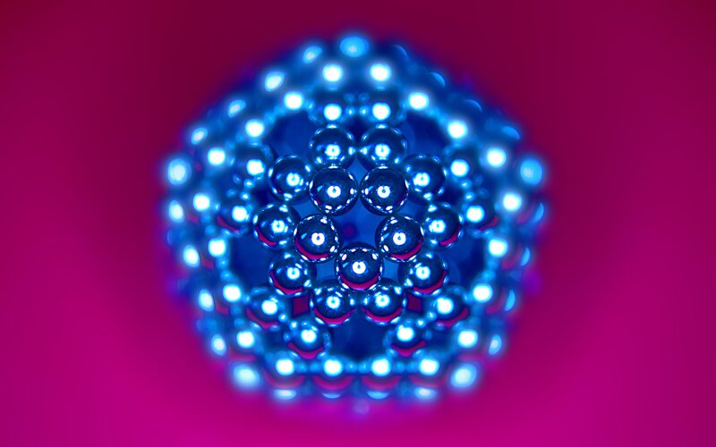 Blue sphere of magnetic beads