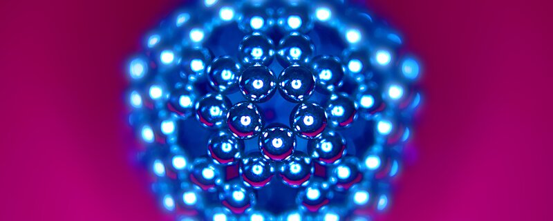blue sphere of reflective beads