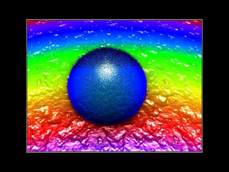 Blue Sphere on Colorful Surface