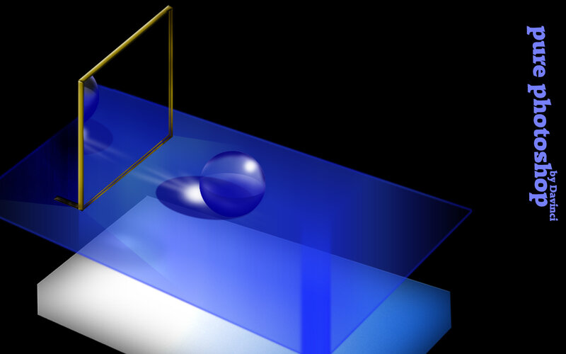 blue sphere on glass surface