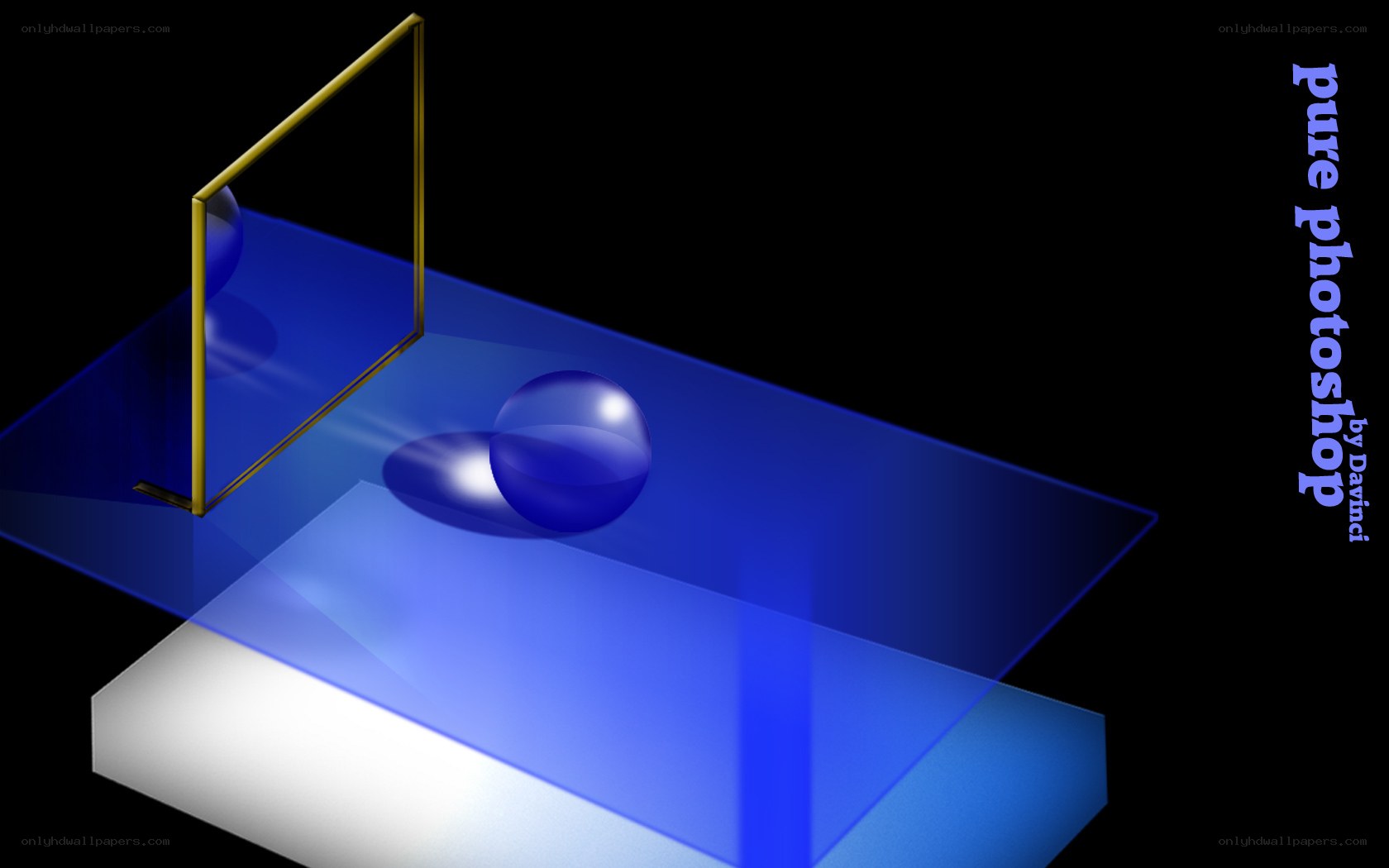 blue sphere on glass surface