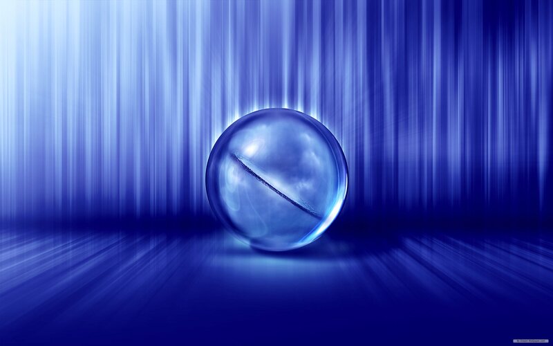 blue sphere on glowing background