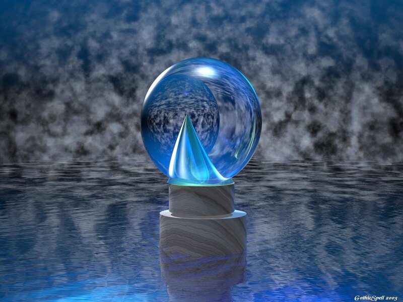 Blue sphere on water