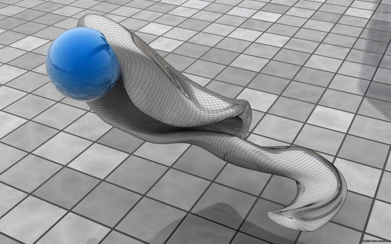 Blue Sphere on Wireframe