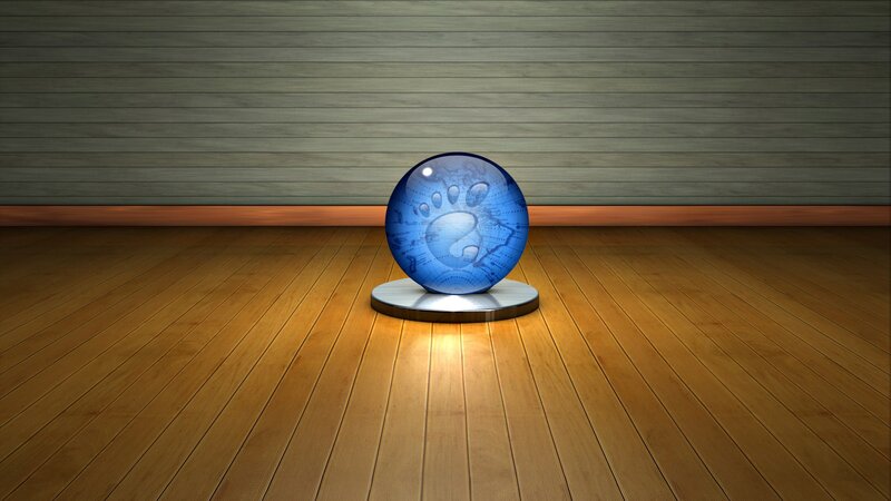 blue sphere on wooden floor