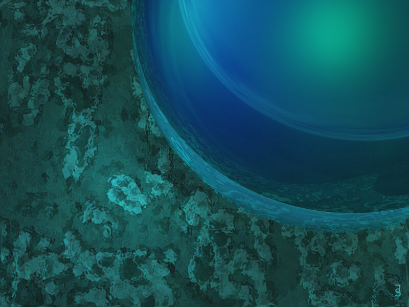 Blue sphere over textured surface