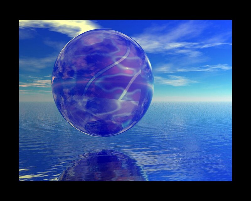 Blue Sphere over Water