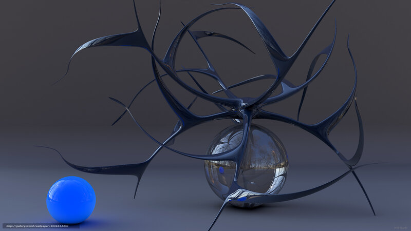 Blue Sphere with Black Tendrils — Abstract