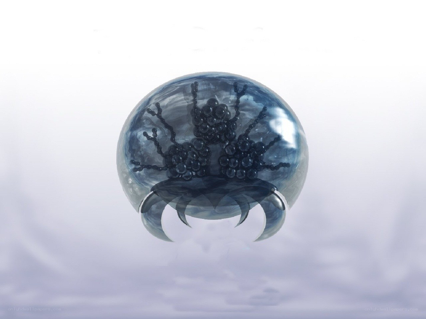 blue sphere with black tendrils