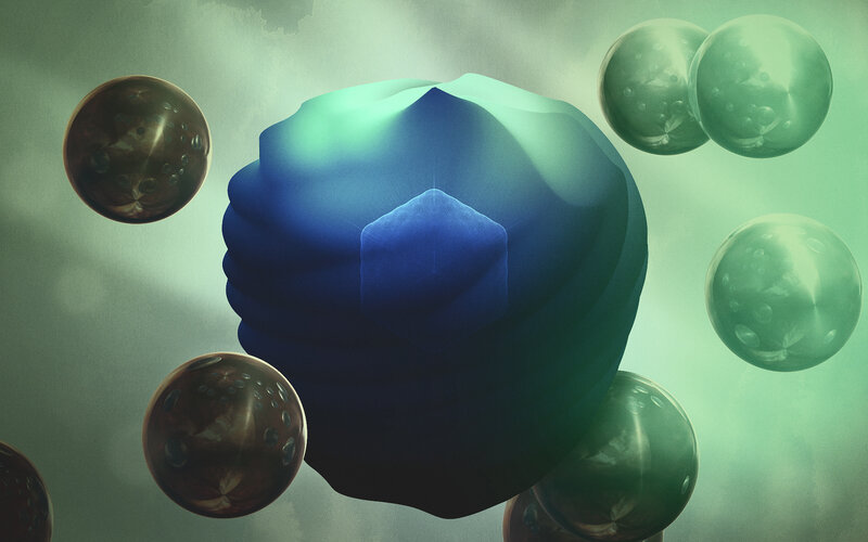 Blue Sphere with Bubbles