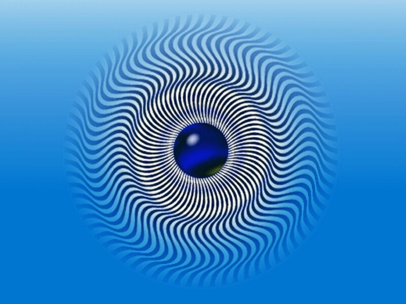 Blue Sphere with Concentric Waves