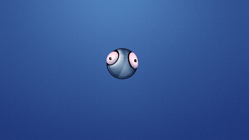 blue sphere with eyes