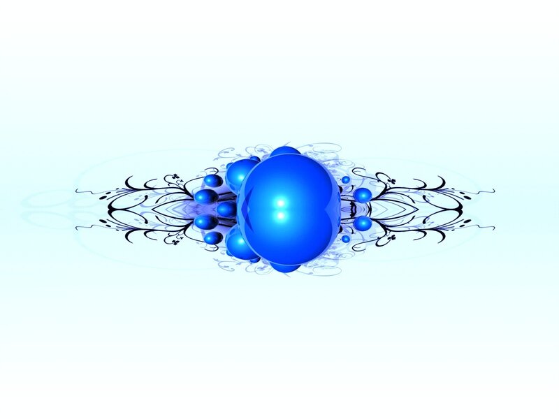 blue sphere with floral design