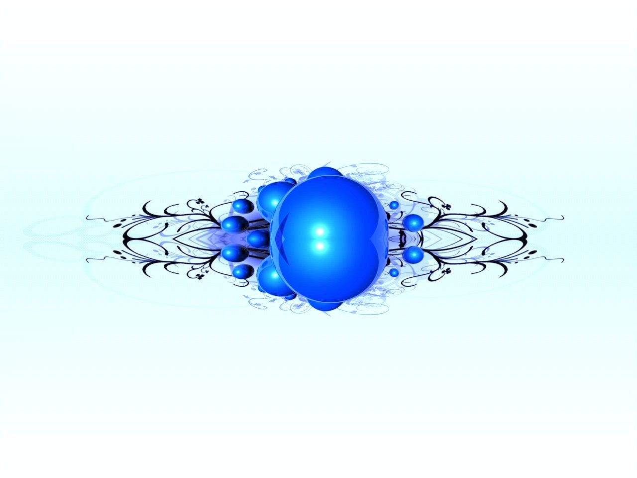 blue sphere with floral design