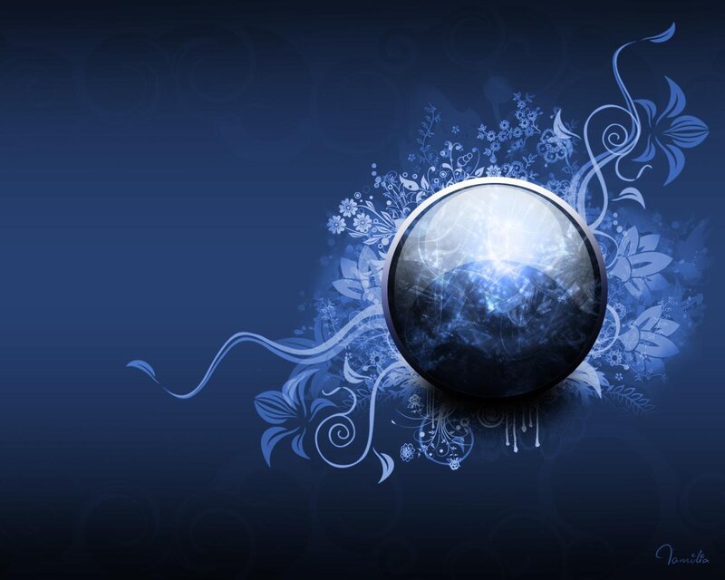 Blue Sphere with Floral Patterns