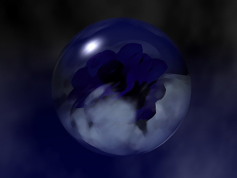 Blue Sphere with Flower
