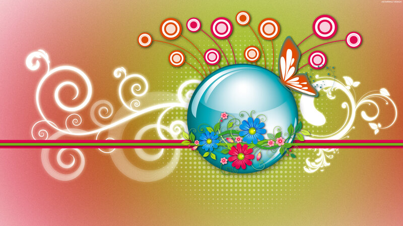Blue Sphere with Flowers