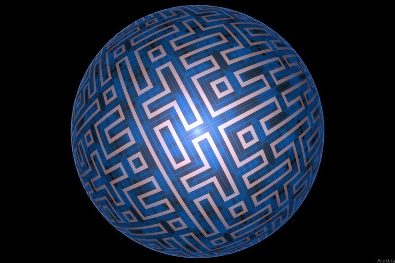 Blue sphere with geometric pattern