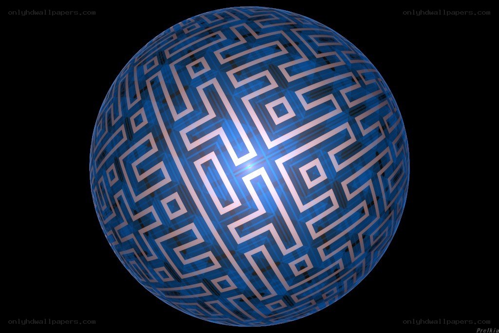 Blue sphere with geometric pattern