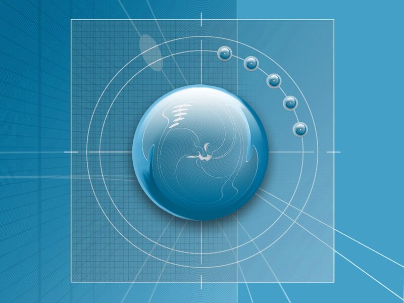 blue sphere with grid background