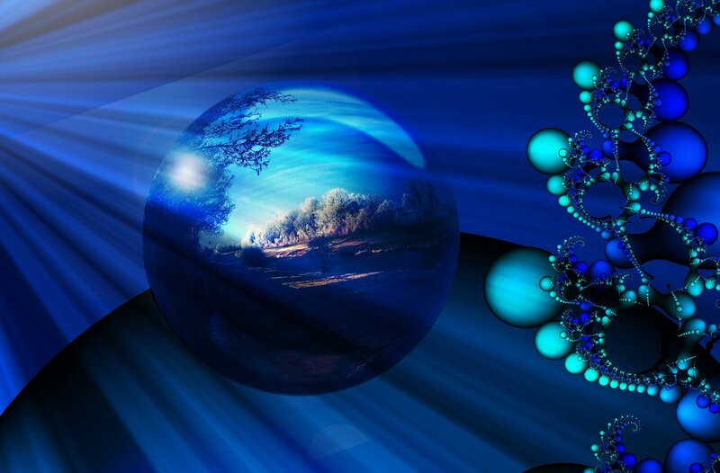 Blue Sphere with Landscape