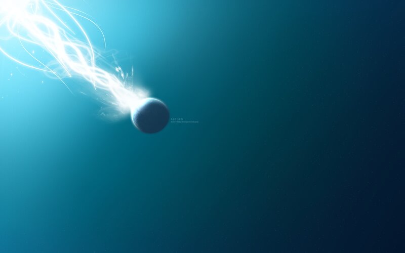 Blue Sphere with Light Trail