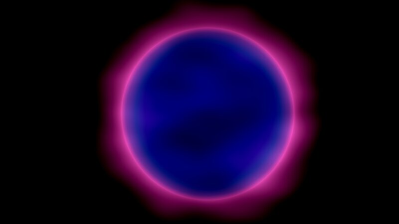 blue sphere with pink aura