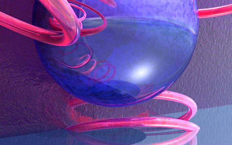 Blue Sphere with Pink Tubes
