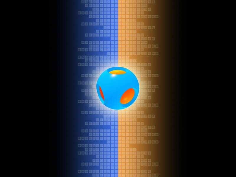 blue sphere with pixel background