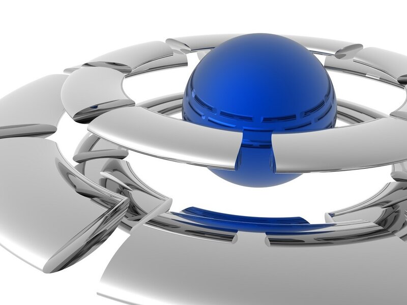 blue sphere with silver rings