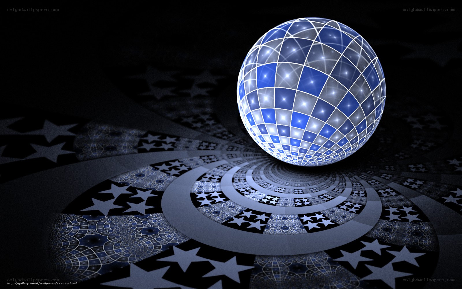 blue sphere with star pattern