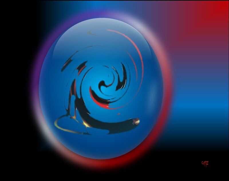 Blue Sphere with Swirl
