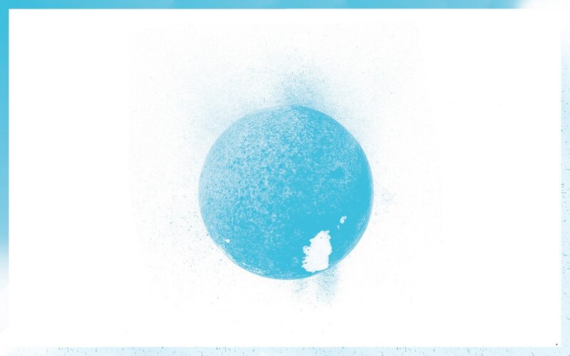 blue sphere with white speckles