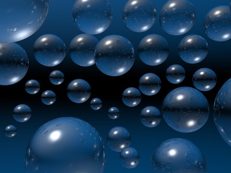 Blue spheres floating in space