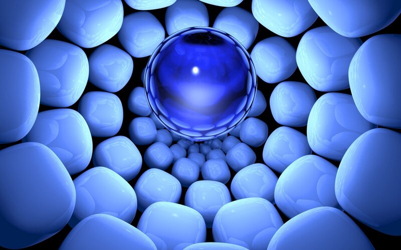 blue spheres in a cluster