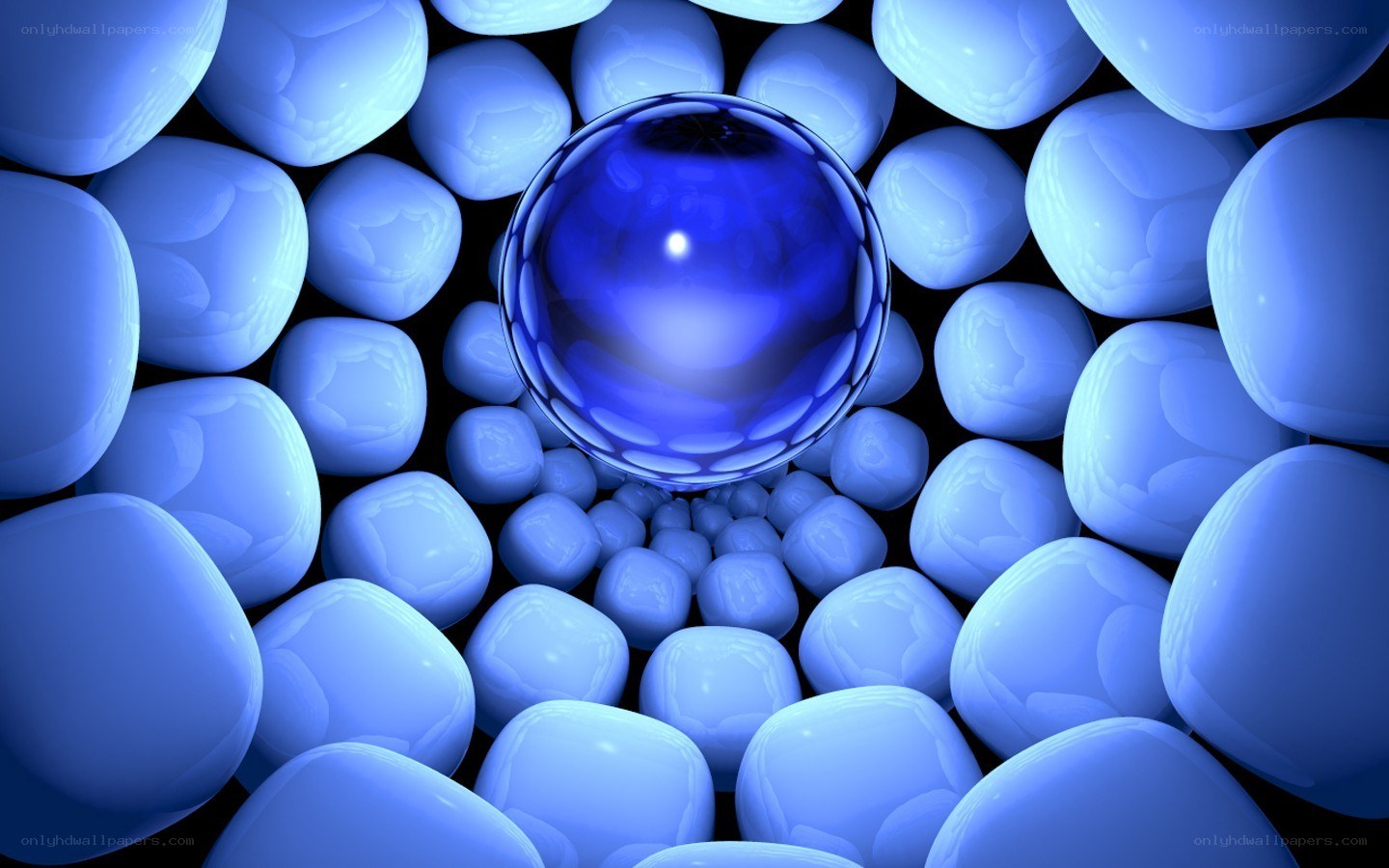 blue spheres in a cluster