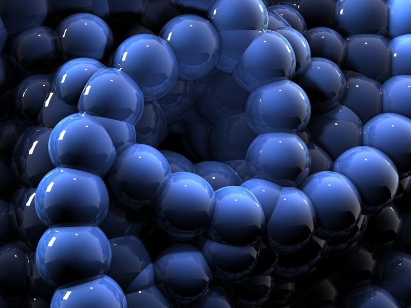 Blue spheres in a cluster