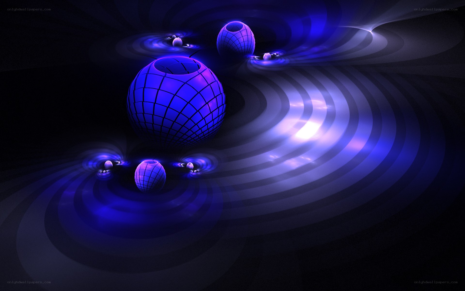 Blue spheres in a digital space