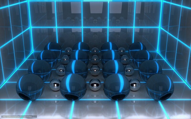 blue spheres in a glowing cube