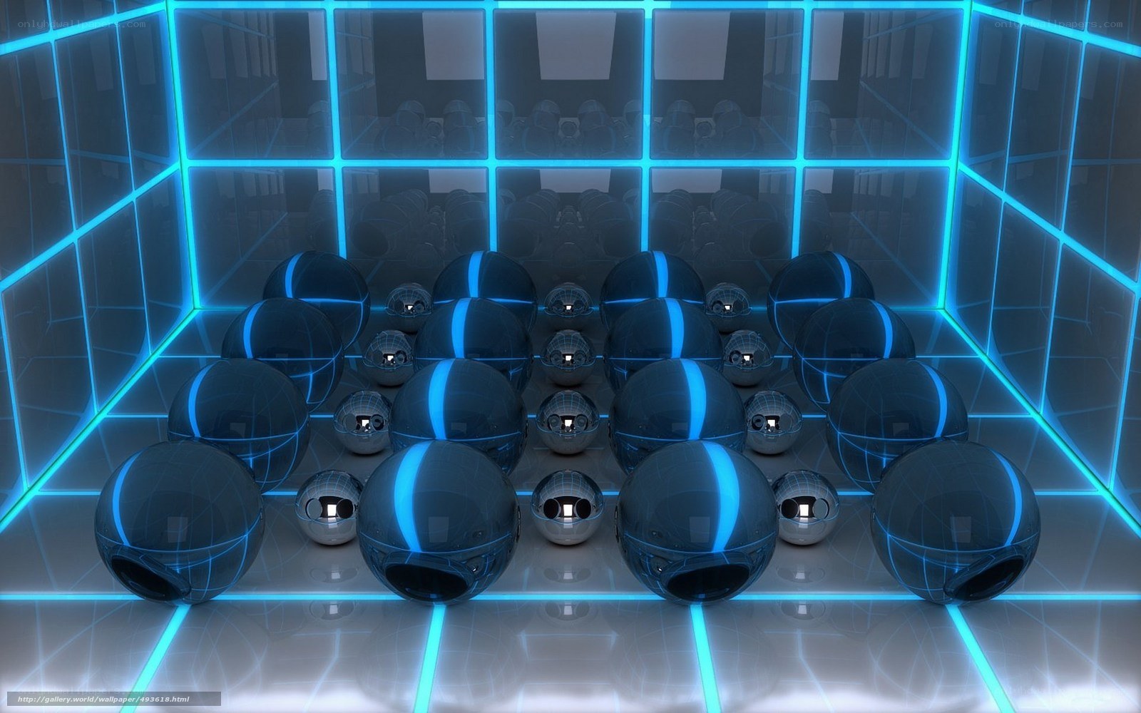 blue spheres in a glowing cube