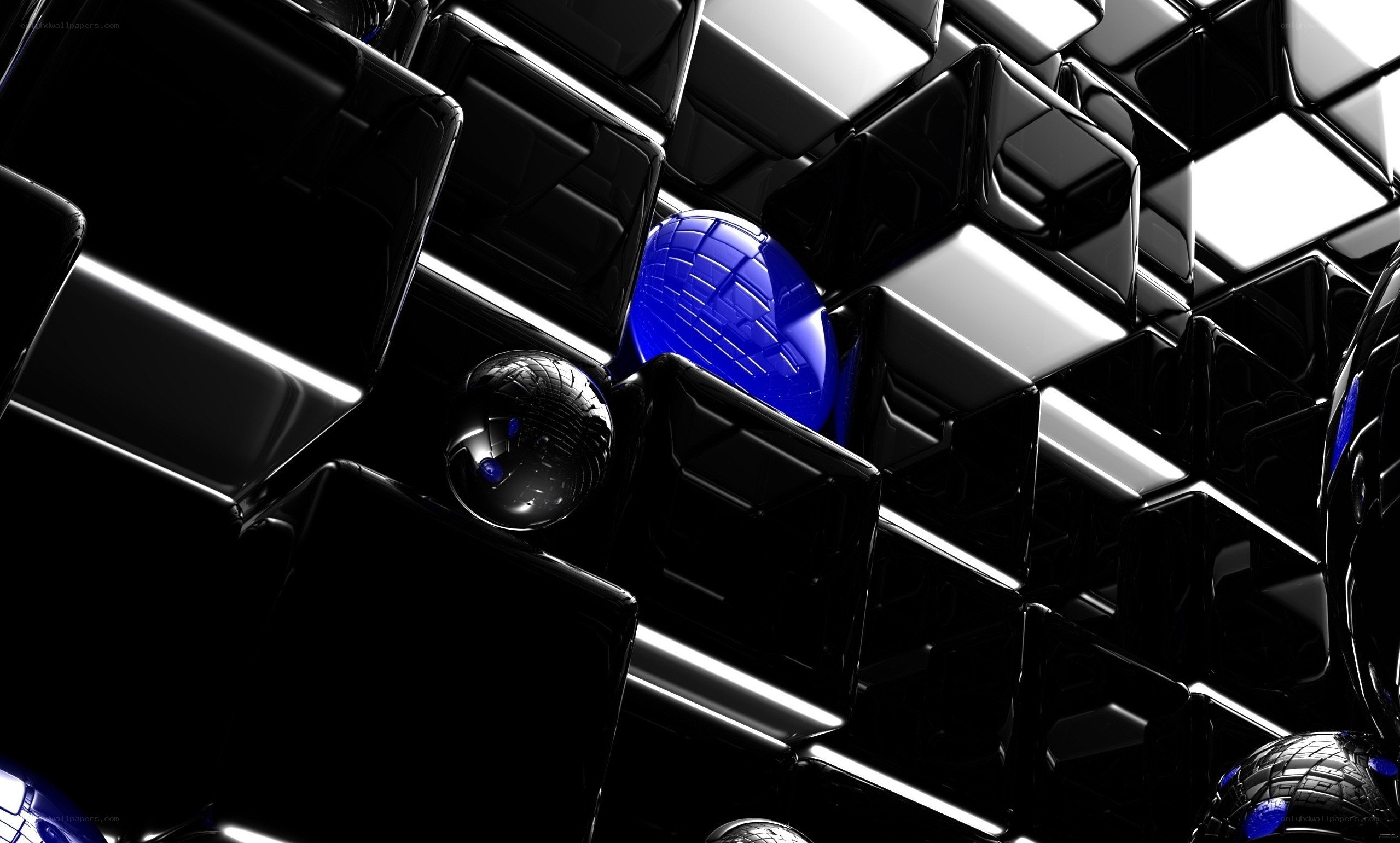 blue spheres in black cubes