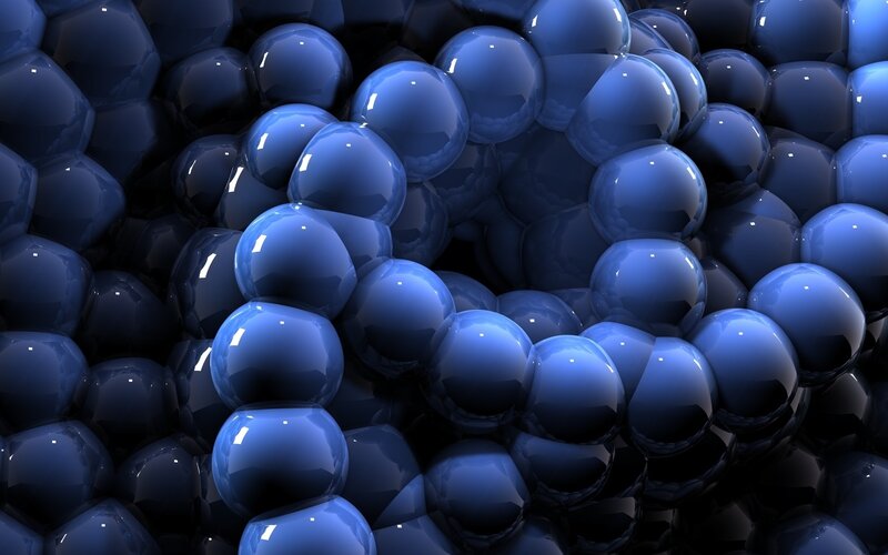 Blue spheres in cluster