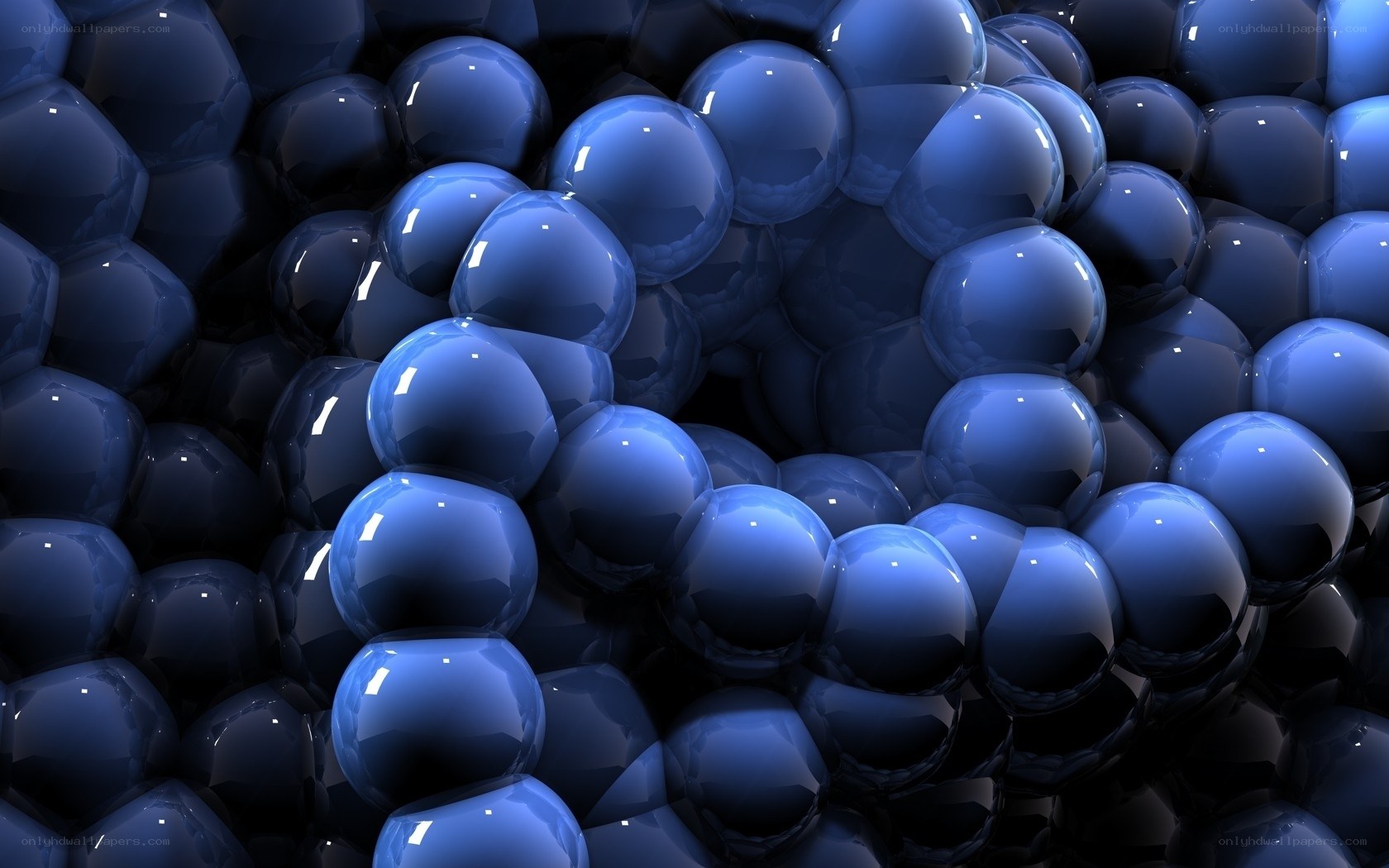 Blue spheres in cluster