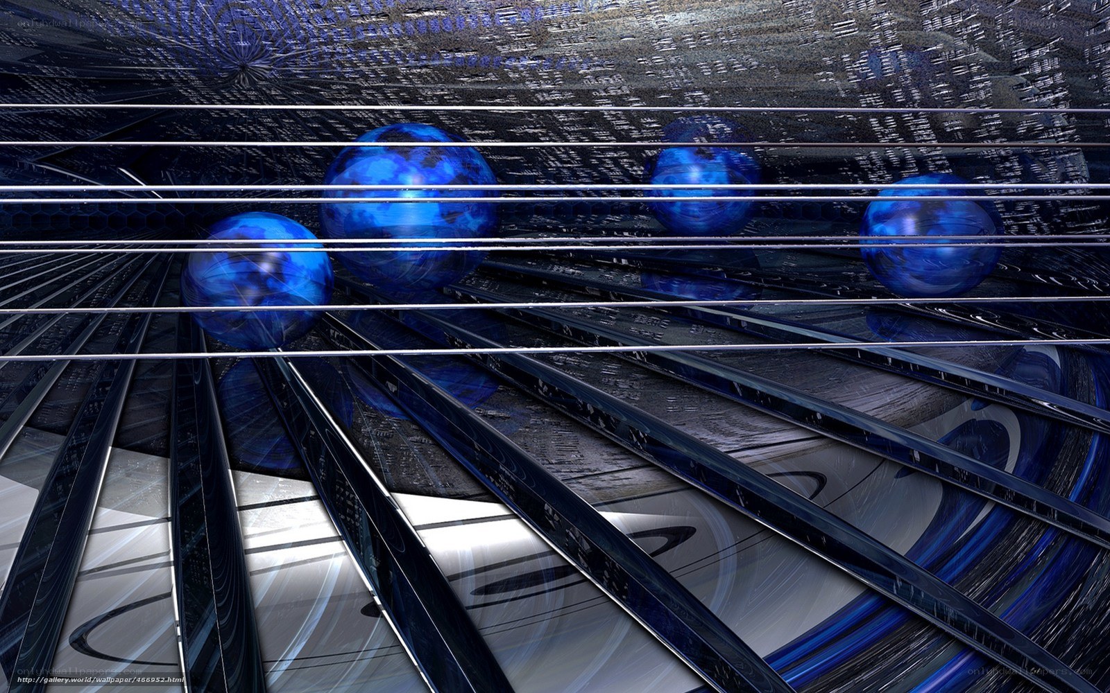 blue spheres in digital tunnel