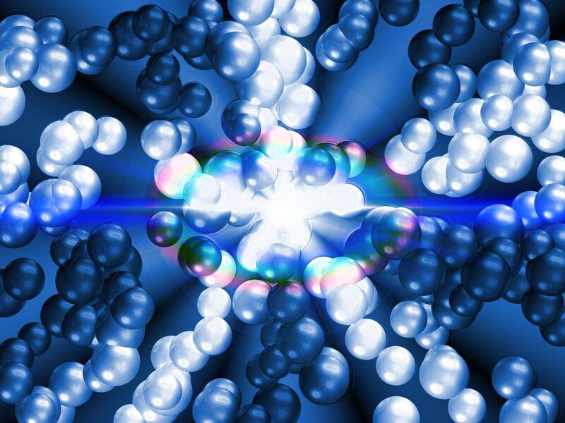 blue spheres in explosion