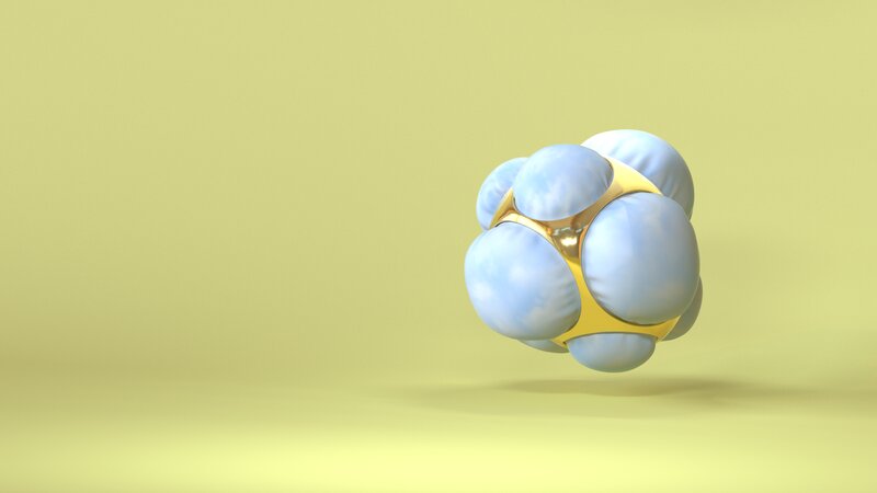 Blue Spheres in Gold Structure