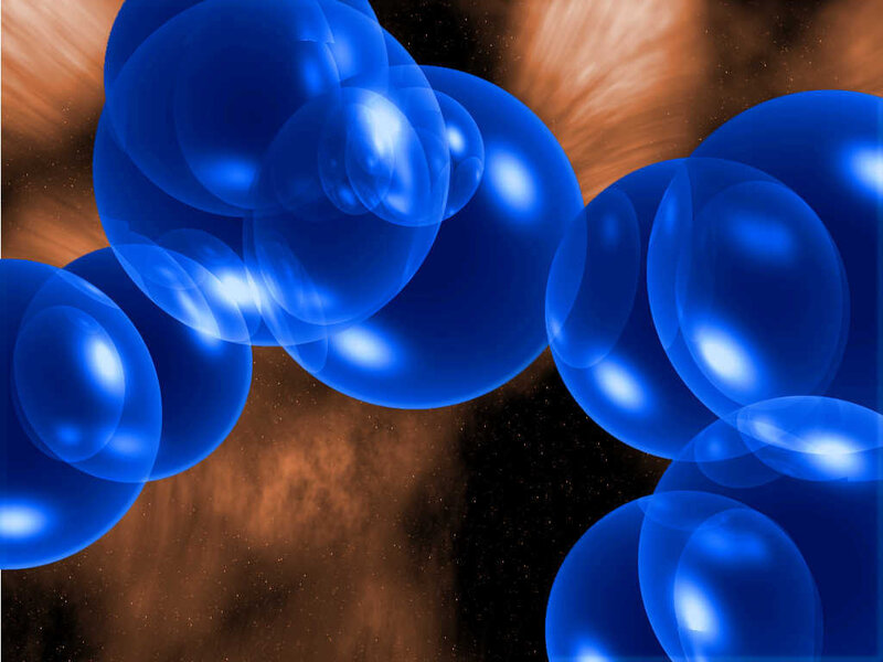 Blue spheres in space